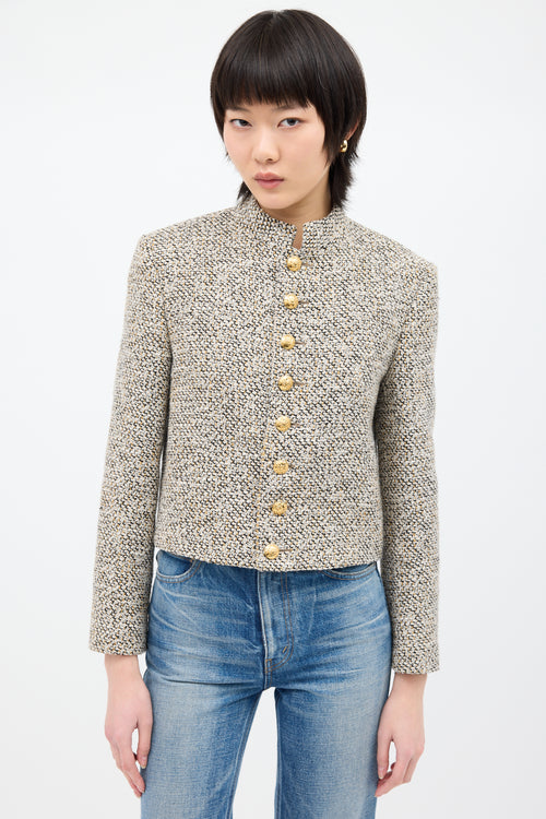 Celine Beige 
Multi Tweed Jacket