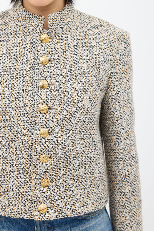 Celine Beige 
Multi Tweed Jacket