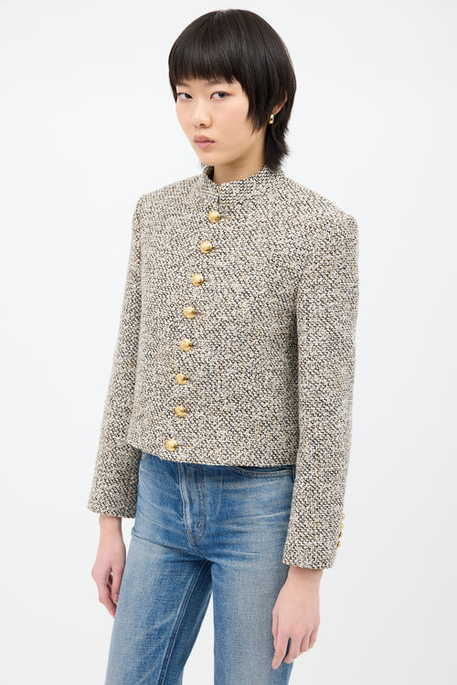 Celine Beige 
Multi Tweed Jacket