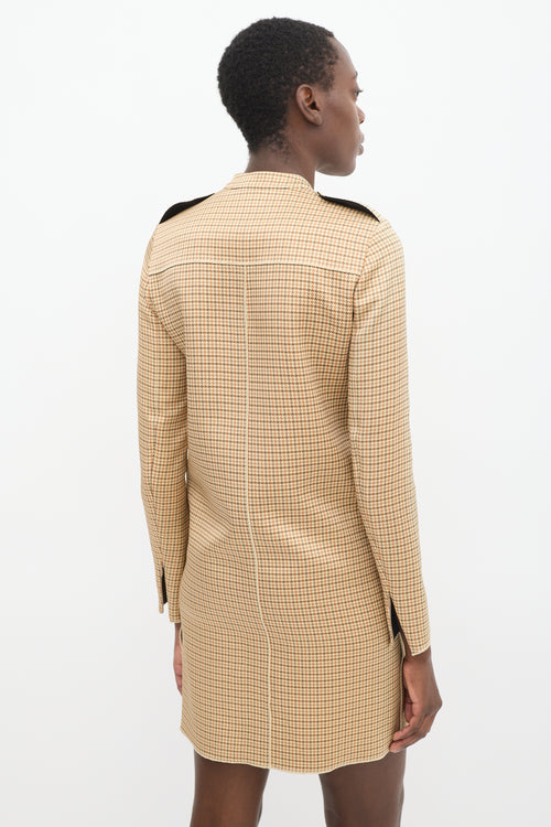 Celine Beige 
Multicolour Silk Houndstooth Dress