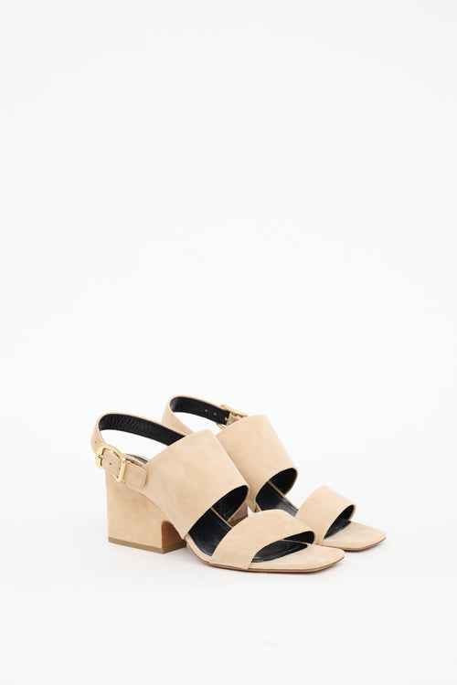 Celine Beige Suede Slingback Sandal