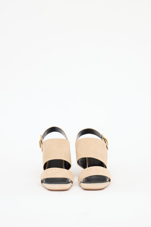 Celine Beige Suede Slingback Sandal