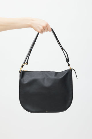 Celine Black Accordian Leather Saddle Bag