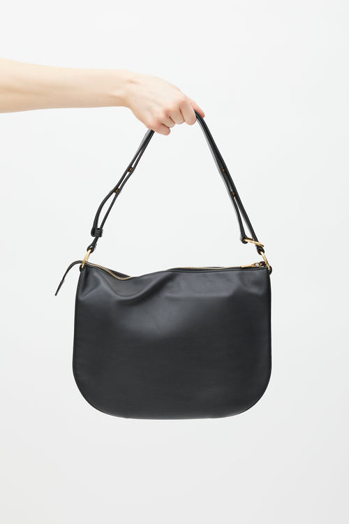 Celine Black Accordian Leather Saddle Bag