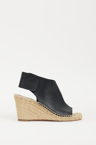 Celine Black 
Beige Leather Espadrille Wedge