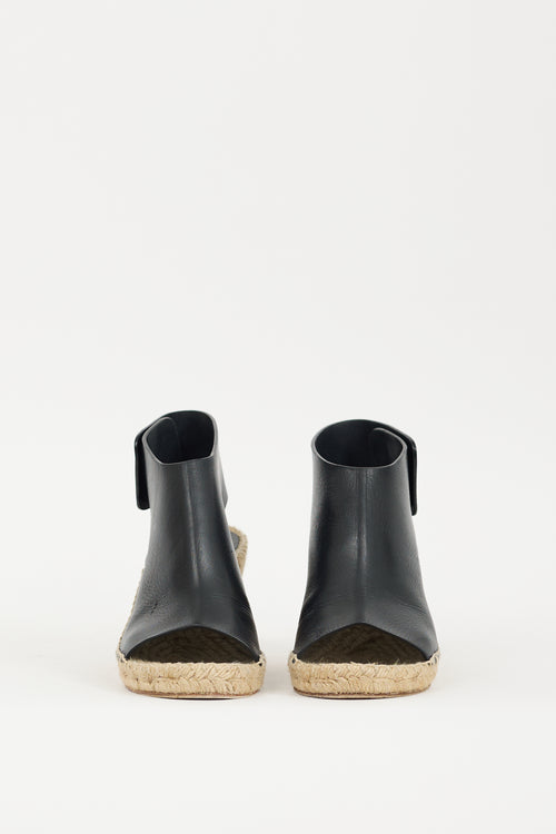 Celine Black 
Beige Leather Espadrille Wedge