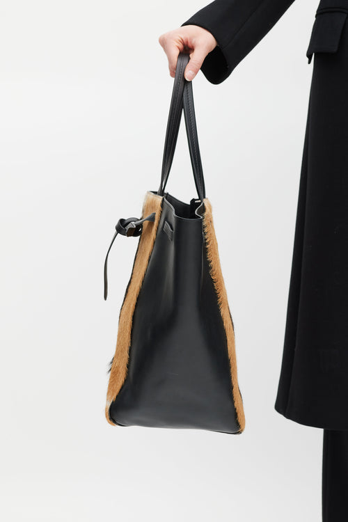 Celine Black 
Brown Fur Cabas Tote