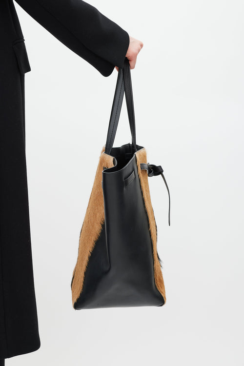 Celine Black 
Brown Fur Cabas Tote