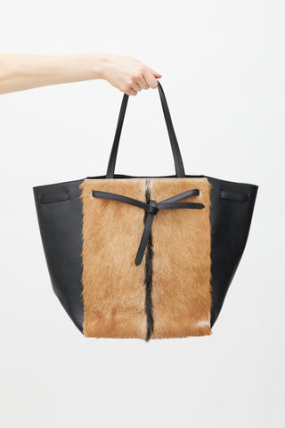 Celine Black 
Brown Fur Cabas Tote