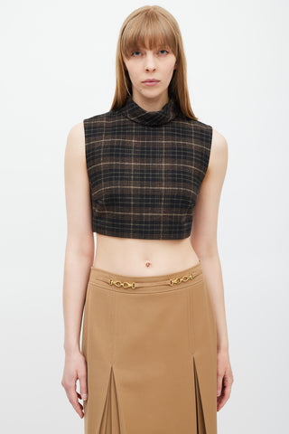 Celine Black 
Brown Gingham Top