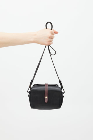 Celine Black 
Burgundy Box On Strap Leather Bag