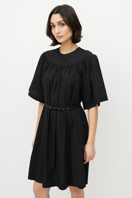 Celine Black Cotton Belted Shift Dress