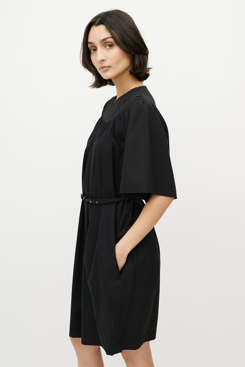 Celine Black Cotton Belted Shift Dress