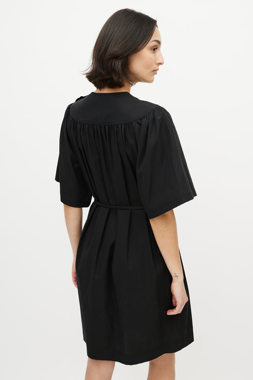 Celine Black Cotton Belted Shift Dress