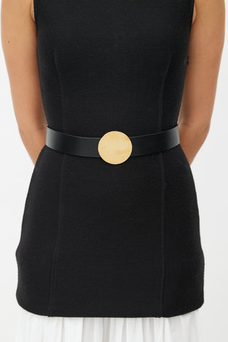 Celine Black 
Gold Leather Tie Belt