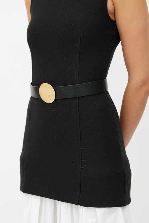 Celine Black 
Gold Leather Tie Belt