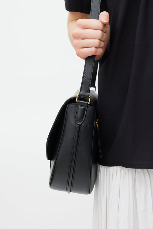 Celine Black 
Gold Trotteur Leather Bag