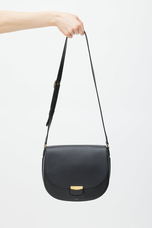 Celine Black 
Gold Trotteur Leather Bag