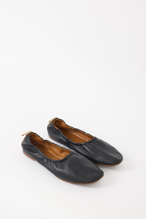 Celine Black Leather Ballet Flat