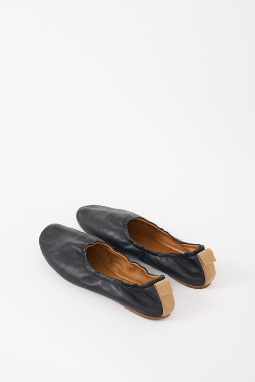 Celine Black Leather Ballet Flat