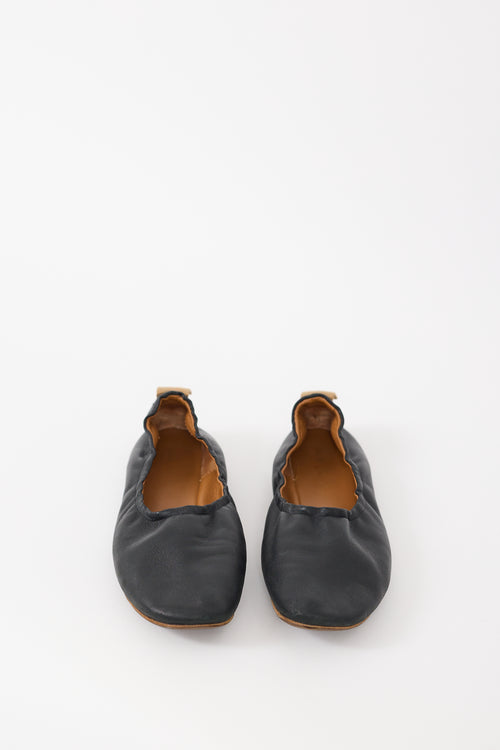 Celine Black Leather Ballet Flat