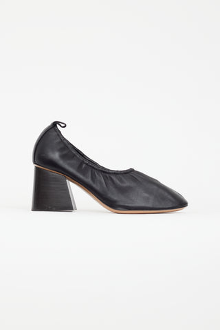 Celine Black Leather Ballerina Heeled Pump