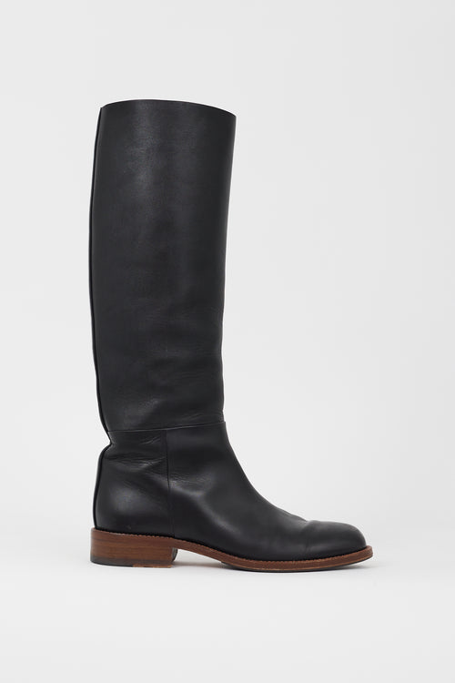 Celine Black Leather Knee High Boot