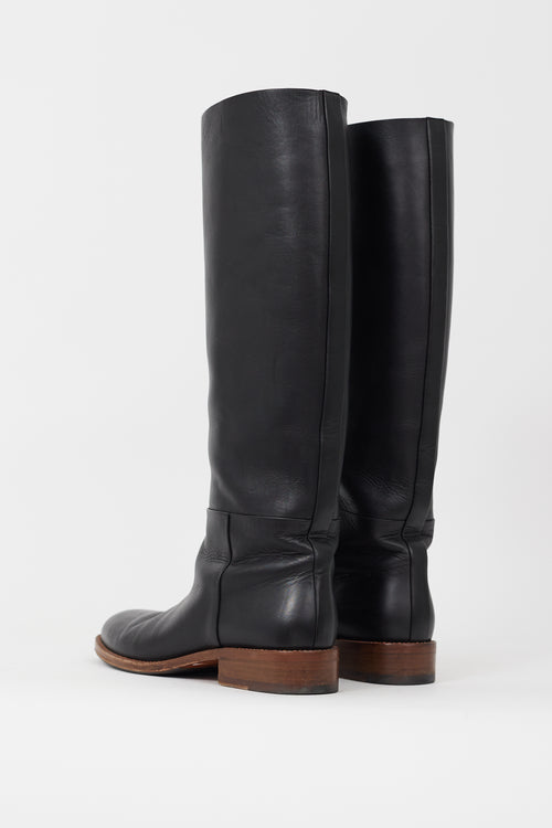 Celine Black Leather Knee High Boot