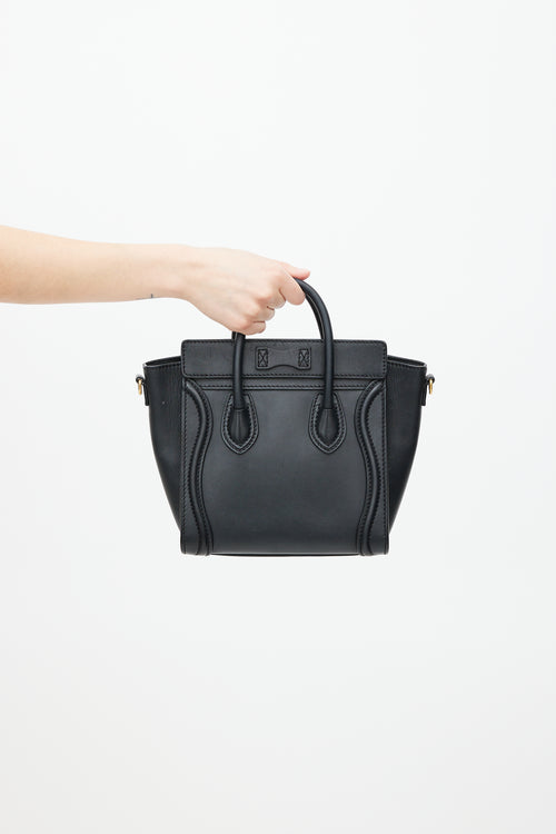 Celine Black Leather Nano Luggage Bag