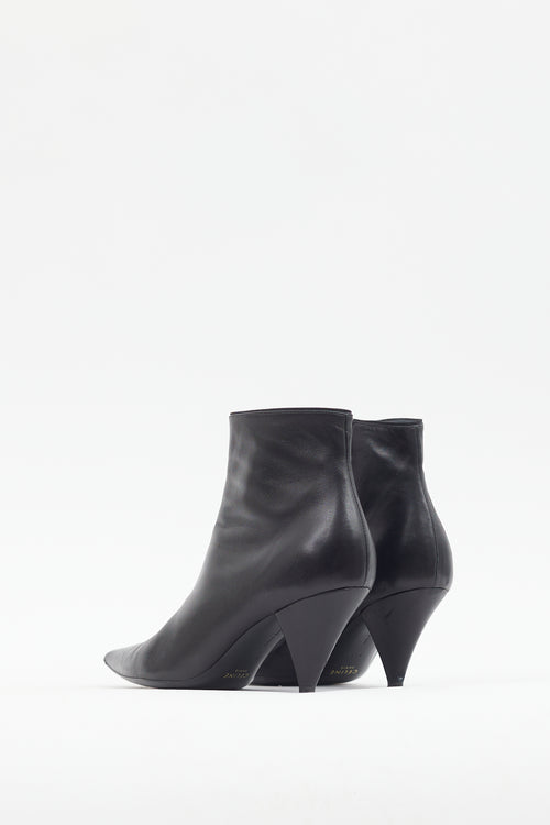 Celine Black Leather Pointed Toe Boot