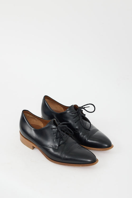 Celine Black Leather Pointed Toe Oxford