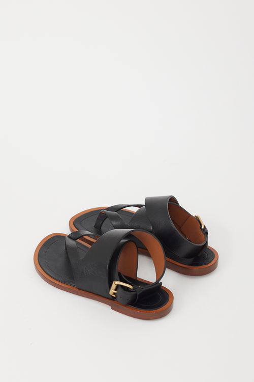 Celine Black Leather Strappy Sandal