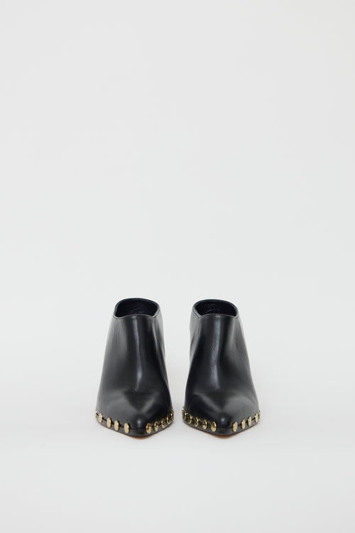 Celine Black Leather Studded Mule