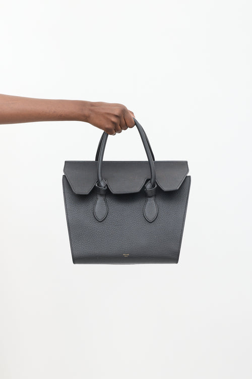 Black Leather Tie Knot Tote