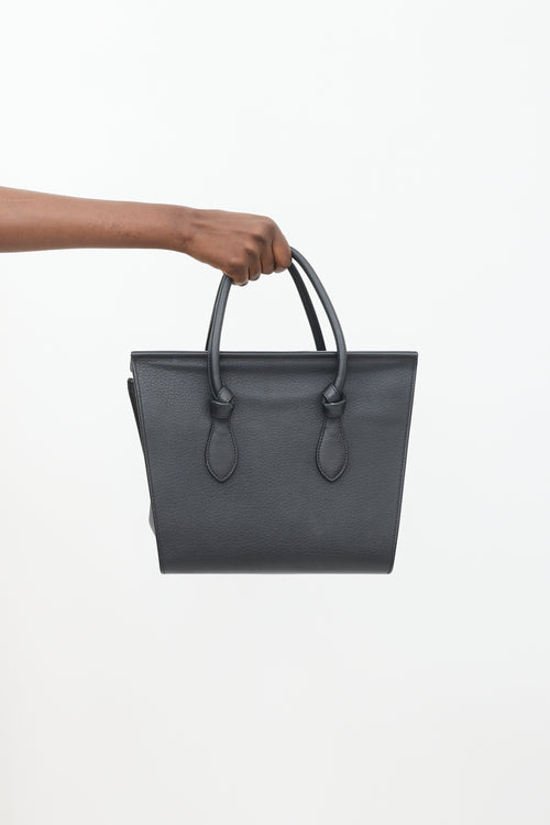 Black Leather Tie Knot Tote