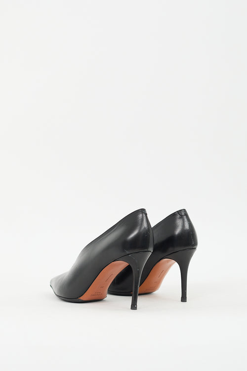 Celine Black Leather V-Neck Pump