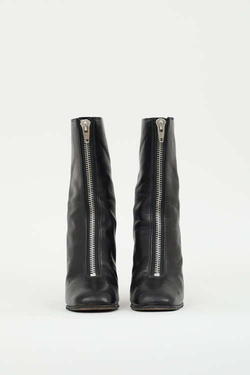 Celine Black Leather Wedge Boot