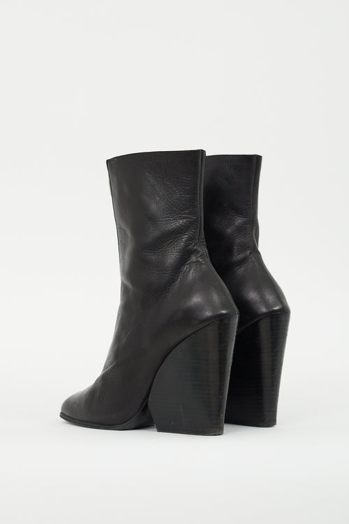 Celine Black Leather Wedge Boot