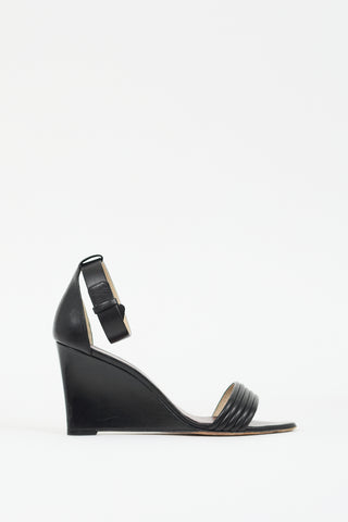 Celine Black Leather Wedge Sandal