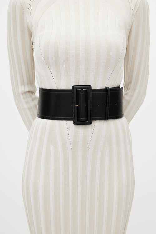 Celine Black Leather Wide Waist Belt