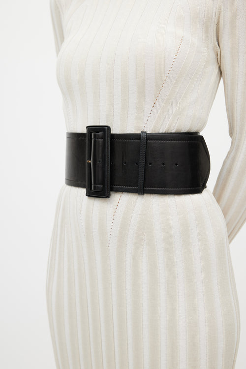 Celine Black Leather Wide Waist Belt