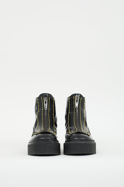 Celine Black Leather Zip Ankle Boot