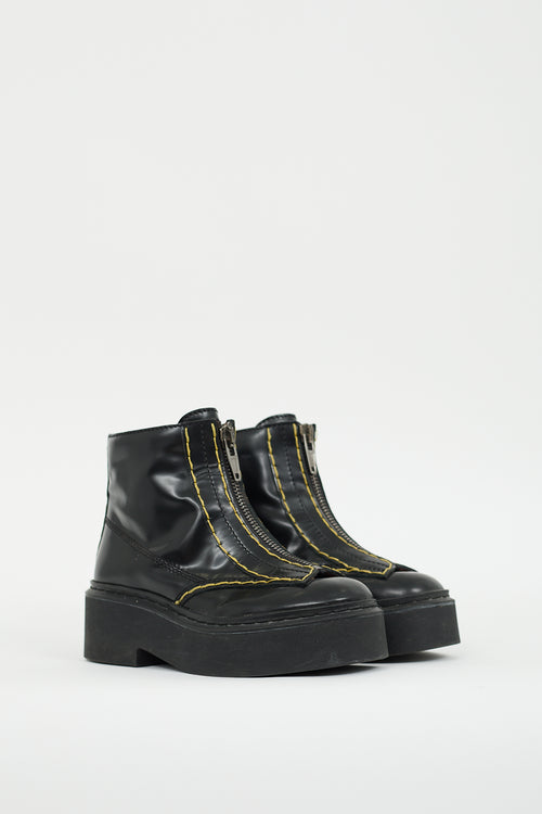 Celine Black Leather Zip Ankle Boot