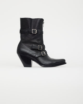 Celine Black Leather Zip Front Boot