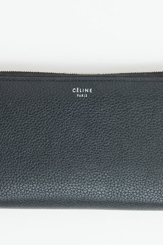 Celine Black Leather Zip Continental Wallet