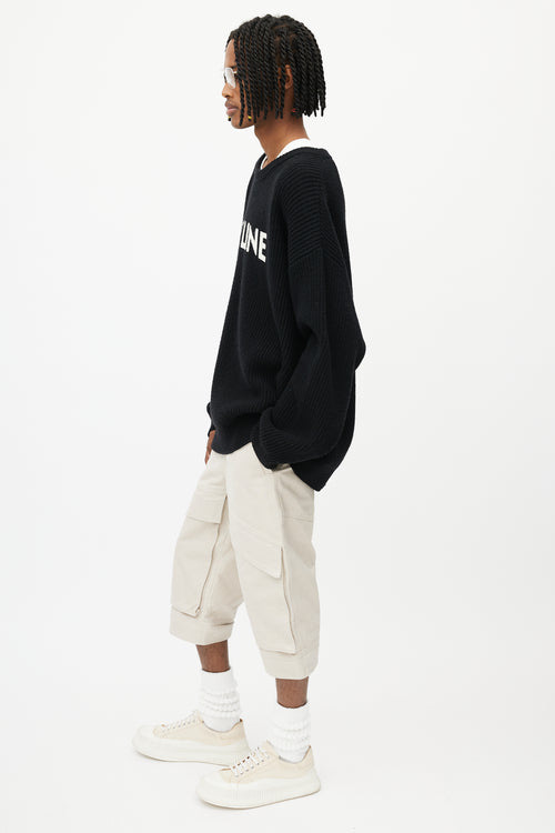 Celine Black Oversized Logo Sweater