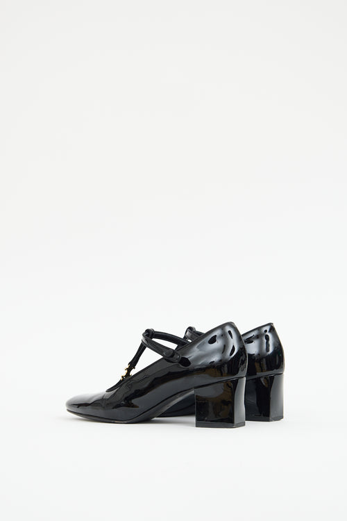 Celine Black Patent Leather Mary Jane Heel