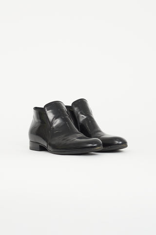 Celine Black Patent Leather Ankle Boot