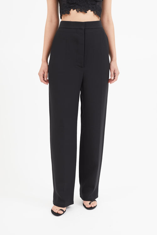 Celine Black Pleated Straight Leg Trouser