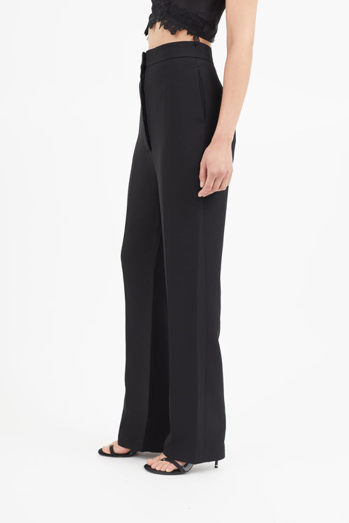 Celine Black Pleated Straight Leg Trouser